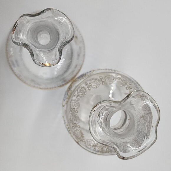 Bohemian Blown Glass Decanters Hand Painted Blue Enamel Gold Paint 7.5" - Picture 8 of 13